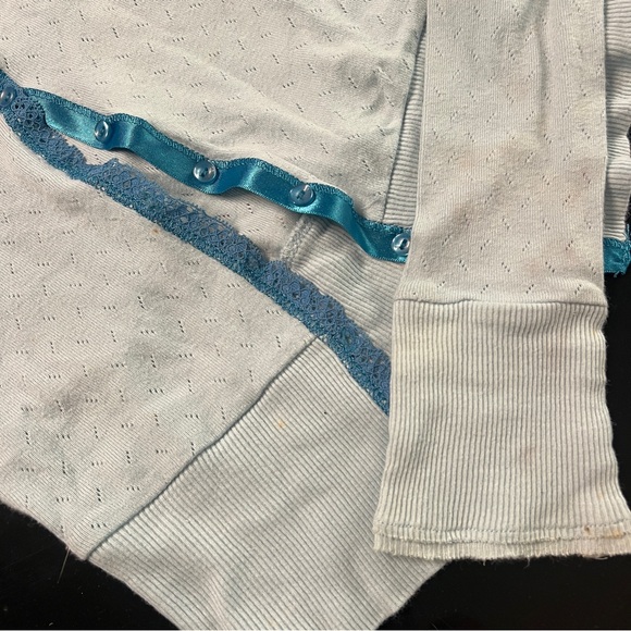 Rare Vintage y2k Hollister Blue Lace-Trim Cardigan top size small - Picture 5 of 9